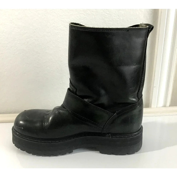 FUGGA Mens 8.5 Hunter Green Leather Boots Y2K - Picture 10 of 16